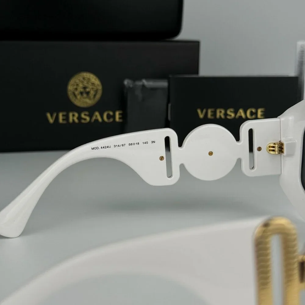 NEW Versace VE4424U 314/87 MEDUSA BIGGIE White Grey Square Oversized Sunglasses
